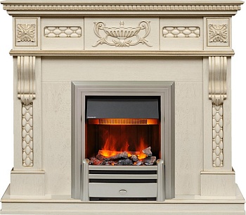 Каминокомплект Dimplex Corsica - Слоновая кость с патиной (Ширина 1100) с очагом Chesford