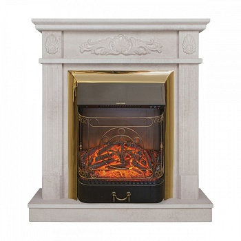 Электрокамин RealFlame  Adelaida WT с очагом Majestic Lux Brass