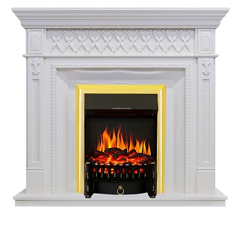 Каминокомплект Royal Flame  Alexandria - Белый дуб с очагом Fobos FX Brass