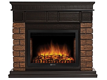Каминокомплект Electrolux Bricks Wood 30 с очагом EFP/P-3320RLS камень темный, шпон венге