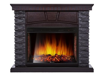 Каминокомплект Electrolux Porto 30U (угловой) с очагом EFP/P-3320RLS камень черный, шпон венге