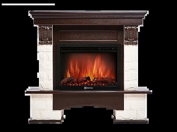 Каминокомплект Electrolux Pietra 25S с очагом EFP/P-2520LS камень белый, шпон темный дуб