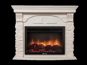 Портал Firelight Torre 30S камень белый, шпон белёный дуб