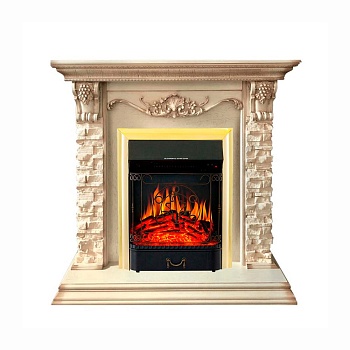 Каминокомплект Royal Flame  Adriana - Cлоновая кость с очагом Majestic FX Brass