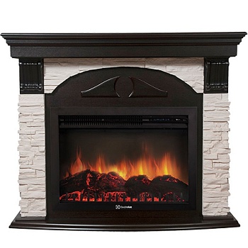 Каминокомплект Electrolux Torre 26/30S с очагом EFP/P-3020LS камень белый, шпон венге