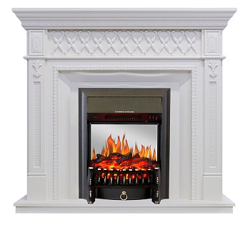 Каминокомплект Royal Flame  Alexandria - Белый дуб с очагом Fobos FX M Black