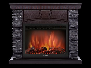 Каминокомплект Electrolux Porto 30 U (угловой) с очагом EFP/P-3020LS камень черный, шпон венге