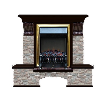 Каминокомплект Glenrich Бостон К Грот цветной (Fobos brass) венге