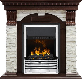 Каминокомплект Dimplex Dublin - Темный дуб / Сланец белый с очагом Flagstaff