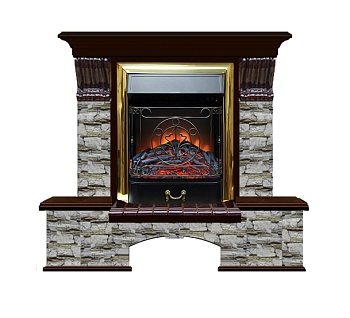 Каминокомплект Glenrich Бостон К Алтай (Magestic brass) венге