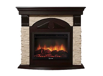 Каминокомплект Electrolux Torre 25S с очагом EFP/P-2520LS камень слоновая кость, шпон темный дуб