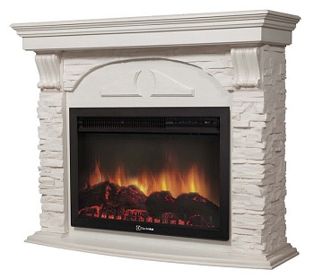 Каминокомплект Electrolux Pietra 26/30S с очагом EFP/P-3020LS камень белый, шпон беленый дуб