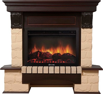 Каминокомплект Electrolux Forte 30U (угловой) с очагом EFP/P-3020LS камень бежевый, шпон темный дуб