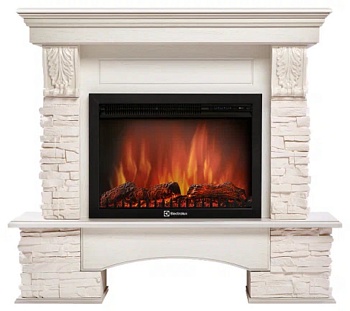 Каминокомплект Electrolux Pietra 26 Sphere с очагом EFP/P-2620RLS камень белый, шпон белёный дуб