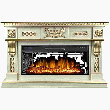 Каминокомплект Royal Flame  Corsica - Слоновая кость с патиной (Ширина 1500 мм) с очагом Vision 42 LOG LED