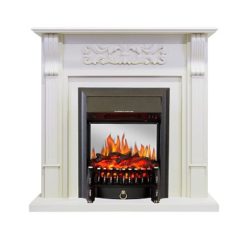 Каминокомплект Royal Flame  Venice - Фактурный белый с очагом Fobos FX M Black