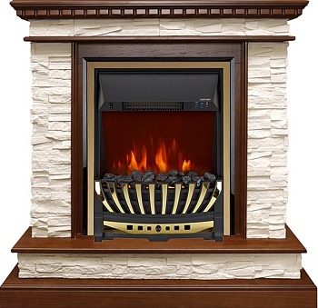 Каминокомплект Royal Flame  Calgary - Дуб / Сланец белый с очагом Aspen Gold