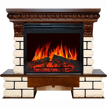 Каминокомплект Royal Flame  Pierre Luxe LORD - Темный дуб / Белый с очагом Jupiter FX New