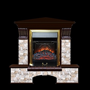 Каминокомплект Glenrich Бостон К угловой (Fobos brass) красное дерево