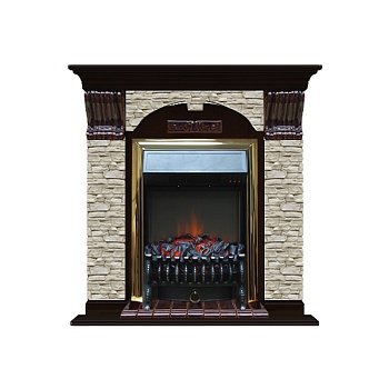 Каминокомплект Glenrich Арочный Грот однотонный (Fobos brass) венге