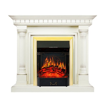 Каминокомплект Royal Flame  Dallas - Слоновая кость с патиной с очагом Majestic FX Brass