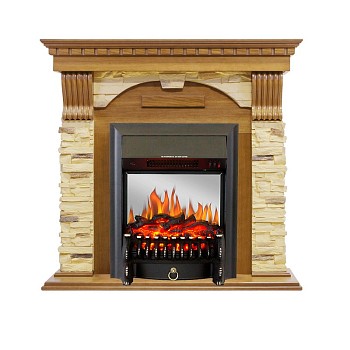 Каминокомплект Royal Flame  Dublin -  Дуб / Сланец с очагом Fobos FX M Black
